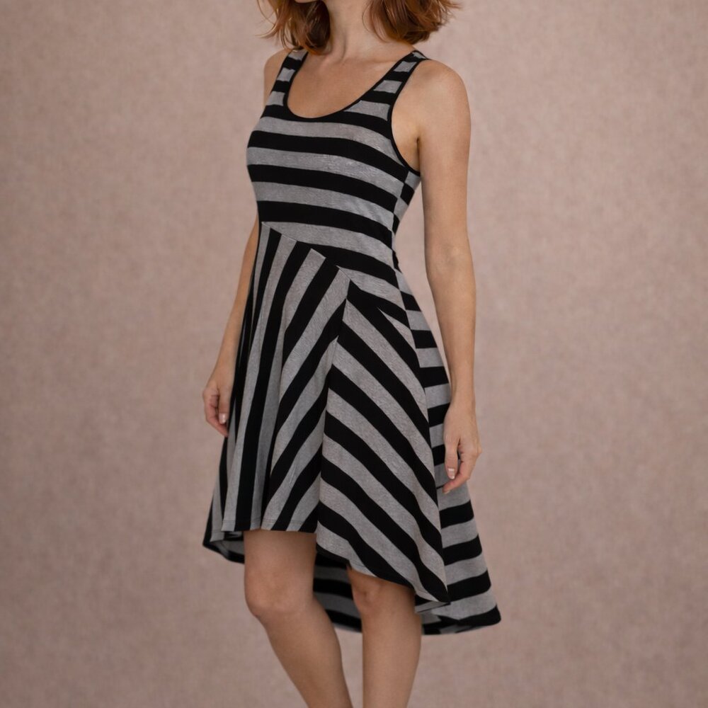 Magic Dress Size Small Black and grey stripe High Low Dress